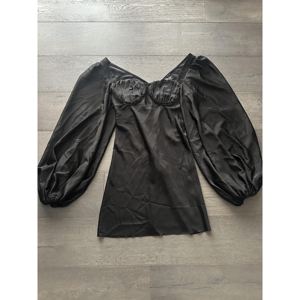 JGR & STN Dress Womens US 8 Black Puff Sleeve Bustier Sweetheart Mini Cocktail‎